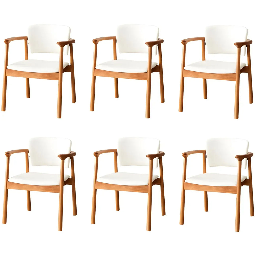 Modern Upholstered Rubberwood Arm Dining Chair Set of 2