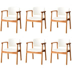 Modern Upholstered Rubberwood Arm Dining Chair Set of 2