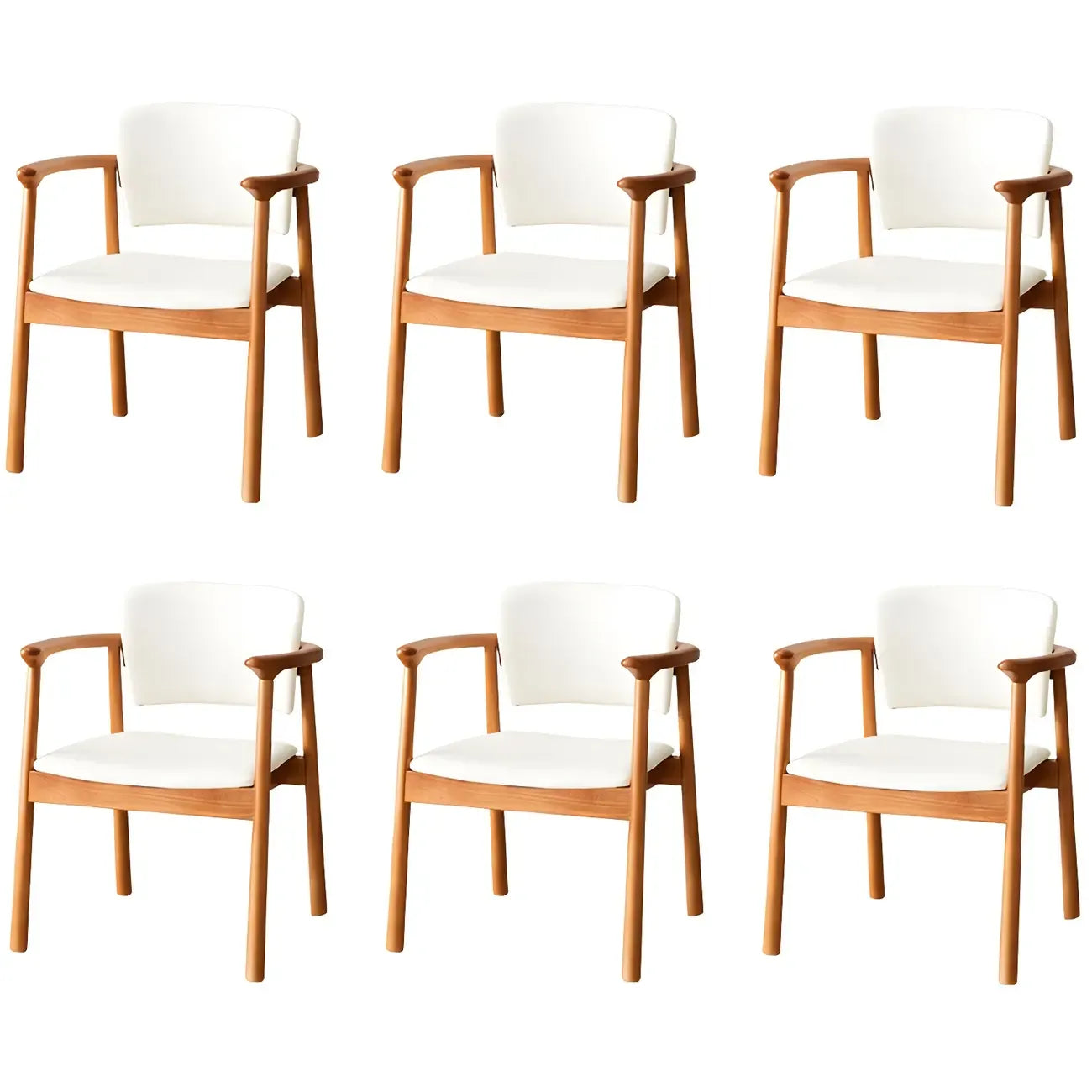Modern Upholstered Rubberwood Arm Dining Chair Set of 2