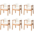 Modern Upholstered Rubberwood Arm Dining Chair Set of 2
