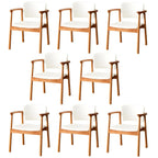 Modern Upholstered Rubberwood Arm Dining Chair Set of 2