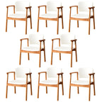 Modern Upholstered Rubberwood Arm Dining Chair Set of 2