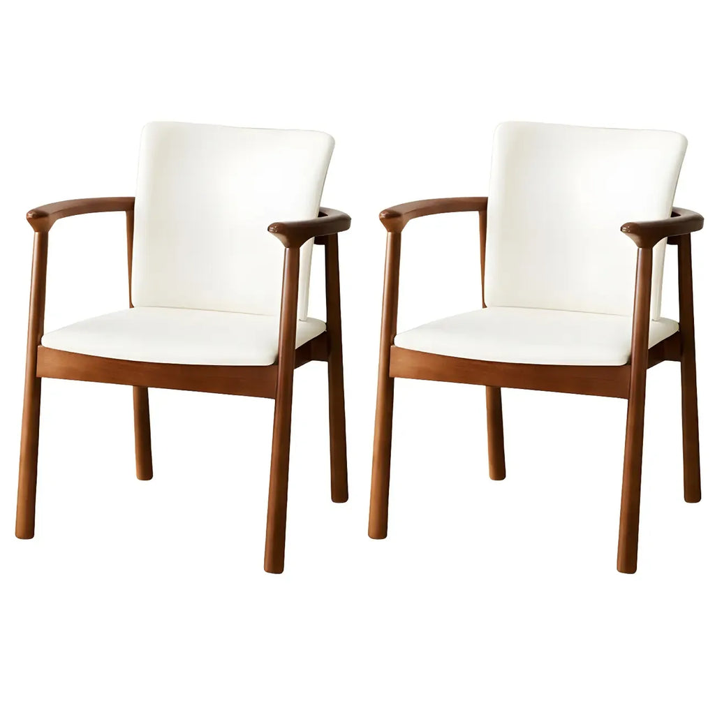 Modern Upholstered Rubberwood Arm Dining Chair Set of 2