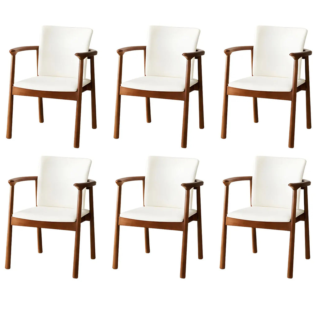 Modern Upholstered Rubberwood Arm Dining Chair Set of 2
