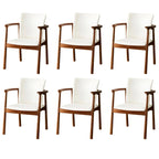Modern Upholstered Rubberwood Arm Dining Chair Set of 2