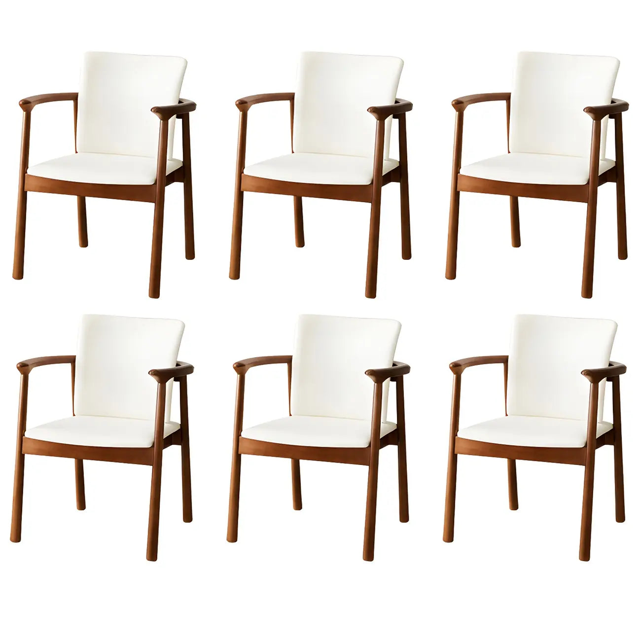 Modern Upholstered Rubberwood Arm Dining Chair Set of 2