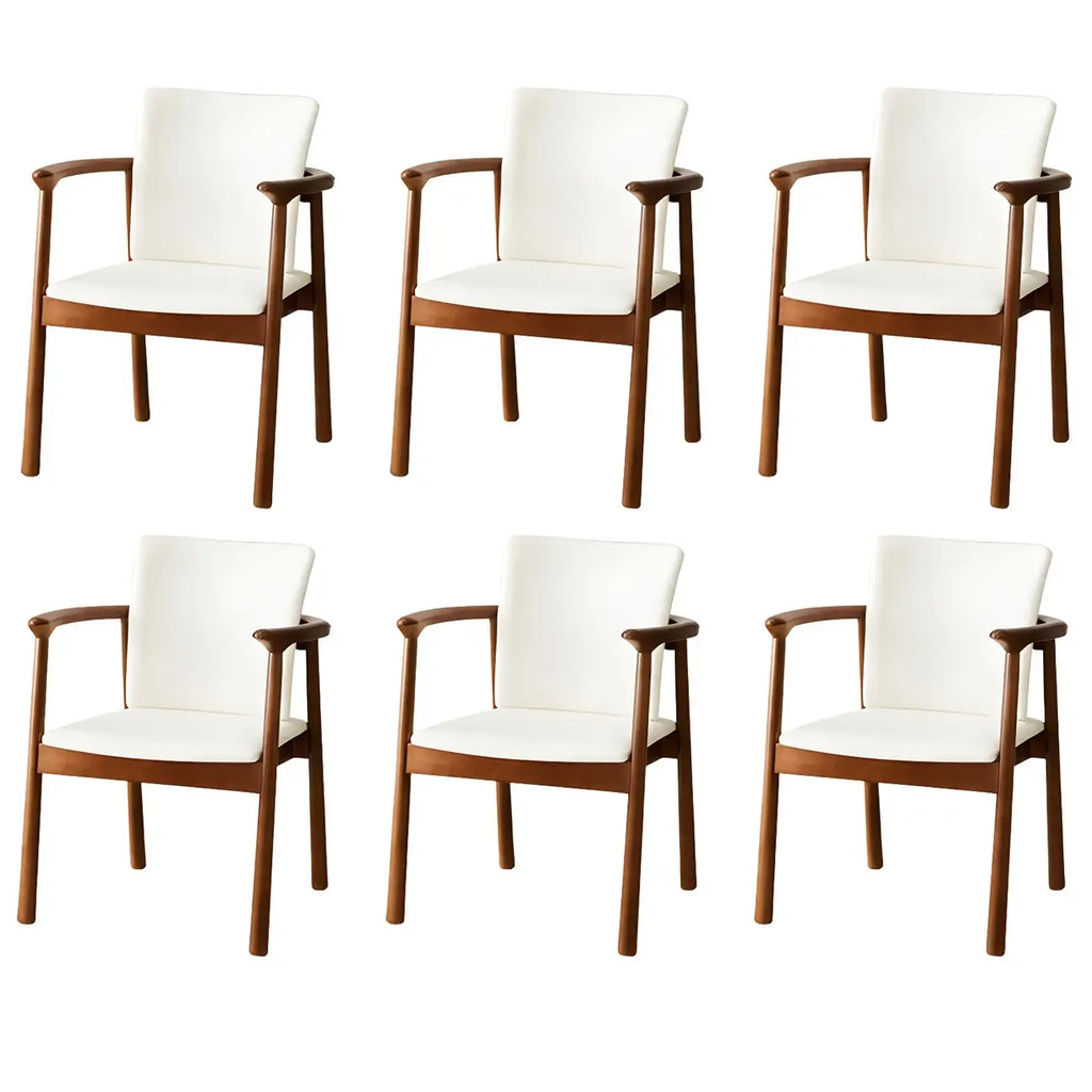 Modern Upholstered Rubberwood Arm Dining Chair Set of 2