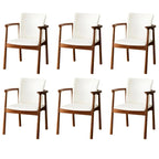 Modern Upholstered Rubberwood Arm Dining Chair Set of 2