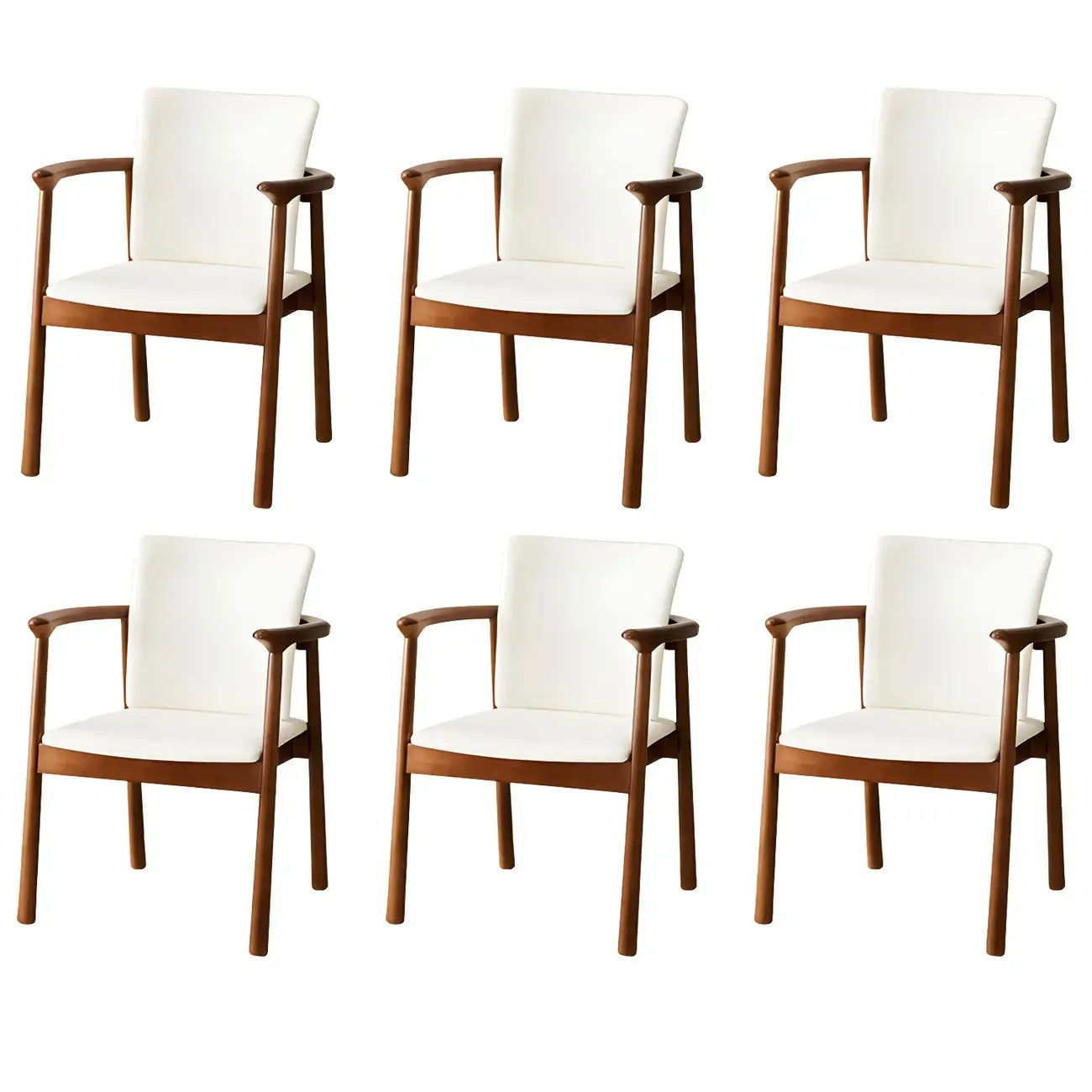 Modern Upholstered Rubberwood Arm Dining Chair Set of 2