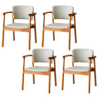Modern Upholstered Rubberwood Arm Dining Chair Set of 2