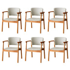 Modern Upholstered Rubberwood Arm Dining Chair Set of 2