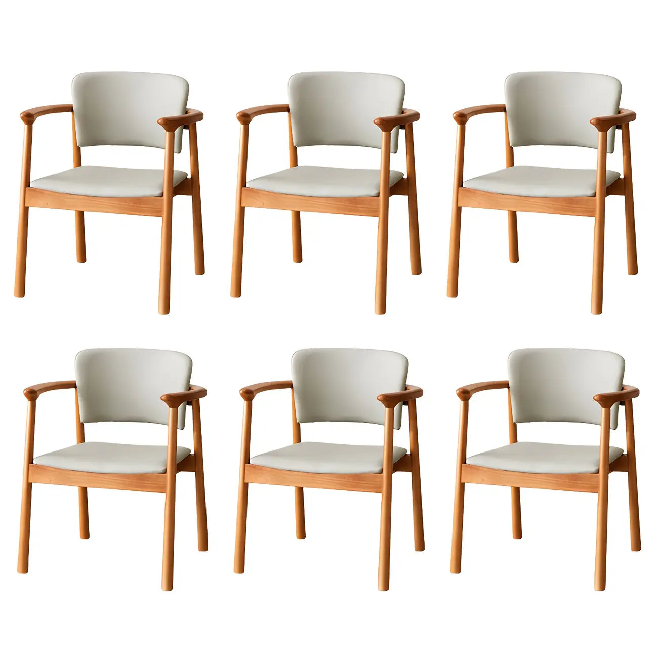 Modern Upholstered Rubberwood Arm Dining Chair Set of 2