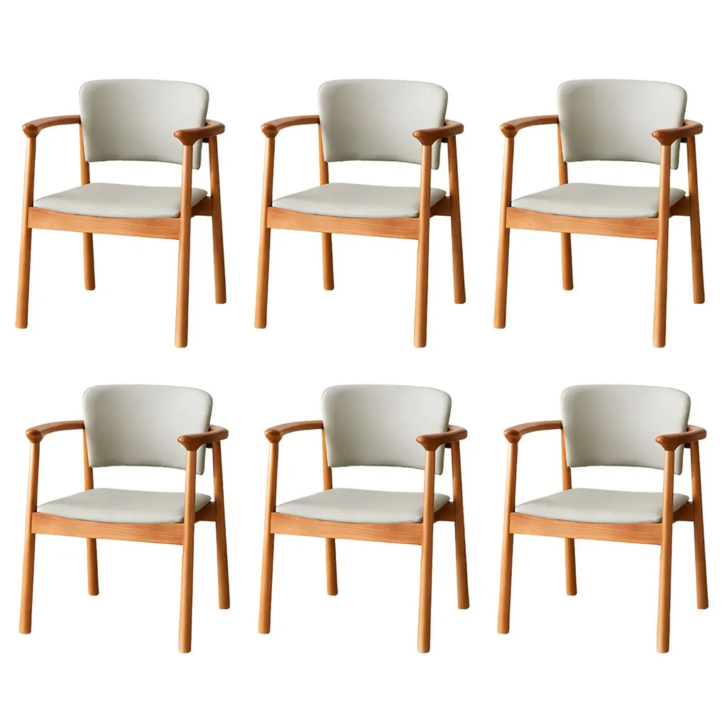 Modern Upholstered Rubberwood Arm Dining Chair Set of 2