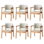 Modern Upholstered Rubberwood Arm Dining Chair Set of 2