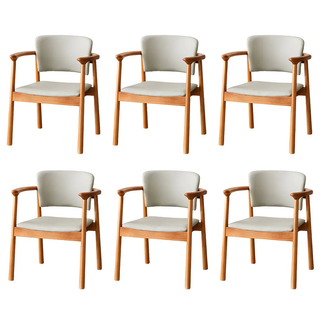 Modern Upholstered Rubberwood Arm Dining Chair Set of 2