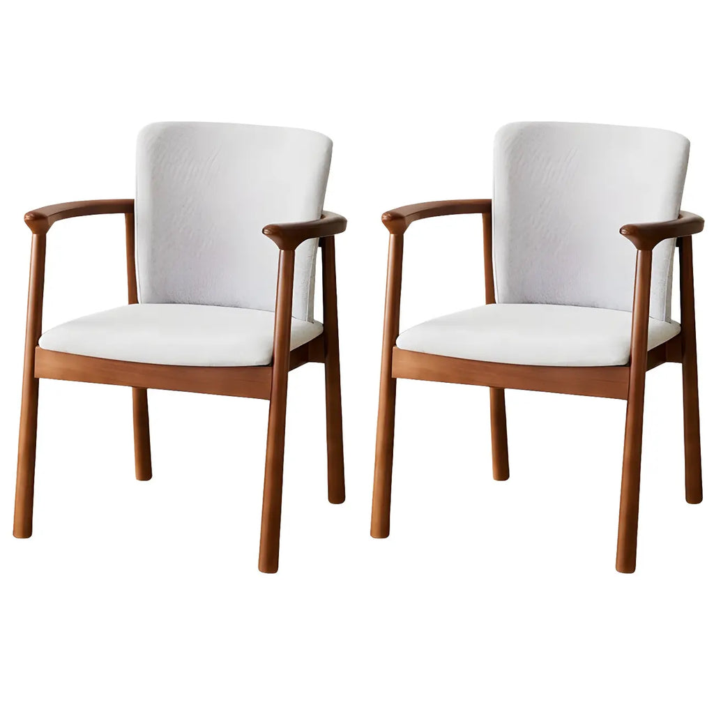Modern Upholstered Rubberwood Arm Dining Chair Set of 2