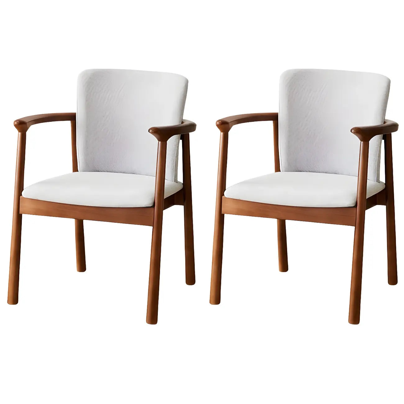 Modern Upholstered Rubberwood Arm Dining Chair Set of 2