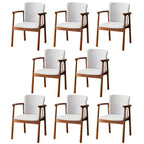 Modern Upholstered Rubberwood Arm Dining Chair Set of 2