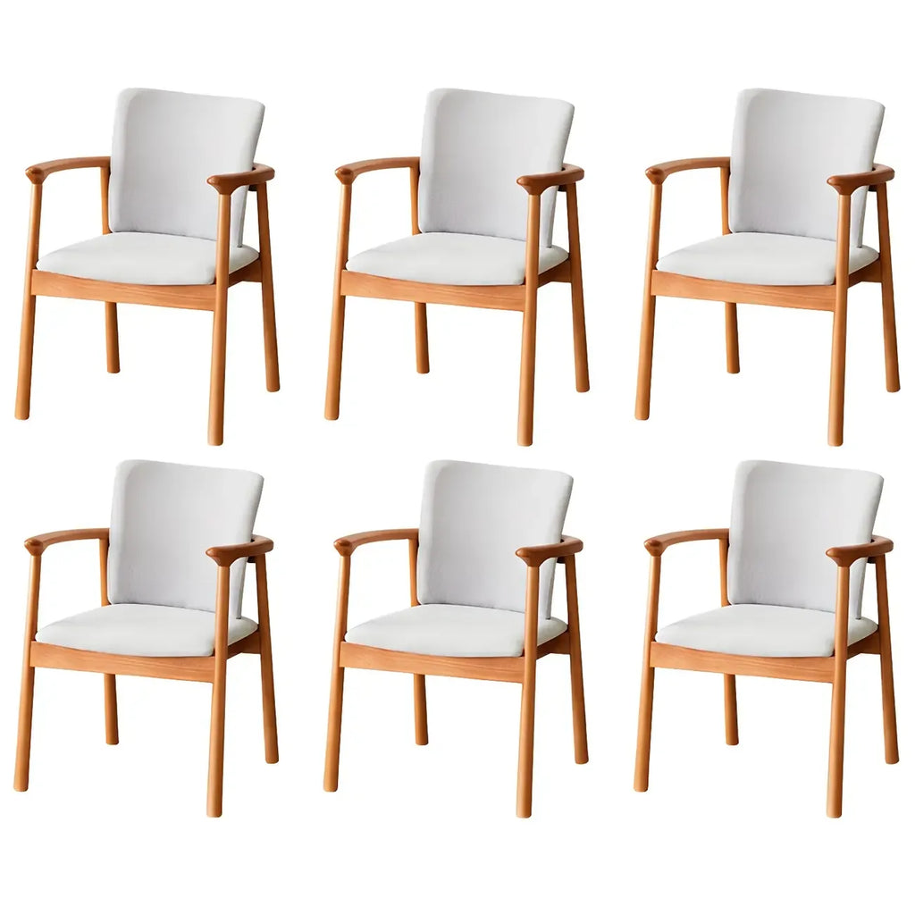 Modern Upholstered Rubberwood Arm Dining Chair Set of 2
