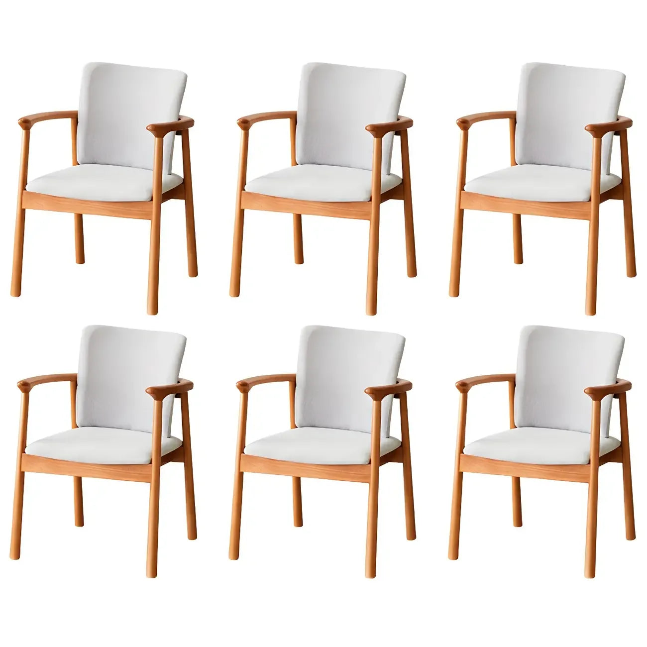 Modern Upholstered Rubberwood Arm Dining Chair Set of 2