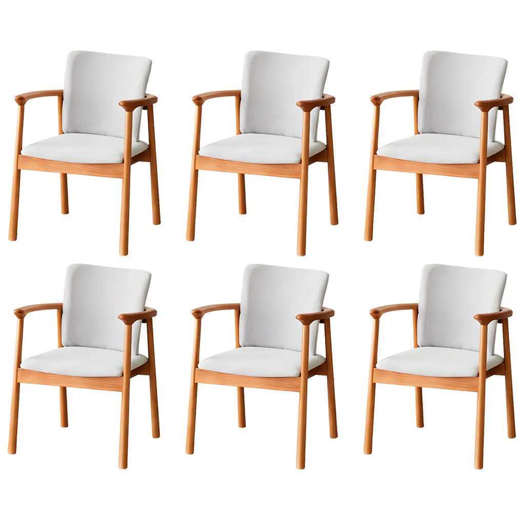 Modern Upholstered Rubberwood Arm Dining Chair Set of 2