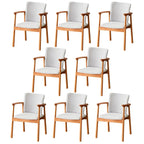 Modern Upholstered Rubberwood Arm Dining Chair Set of 2