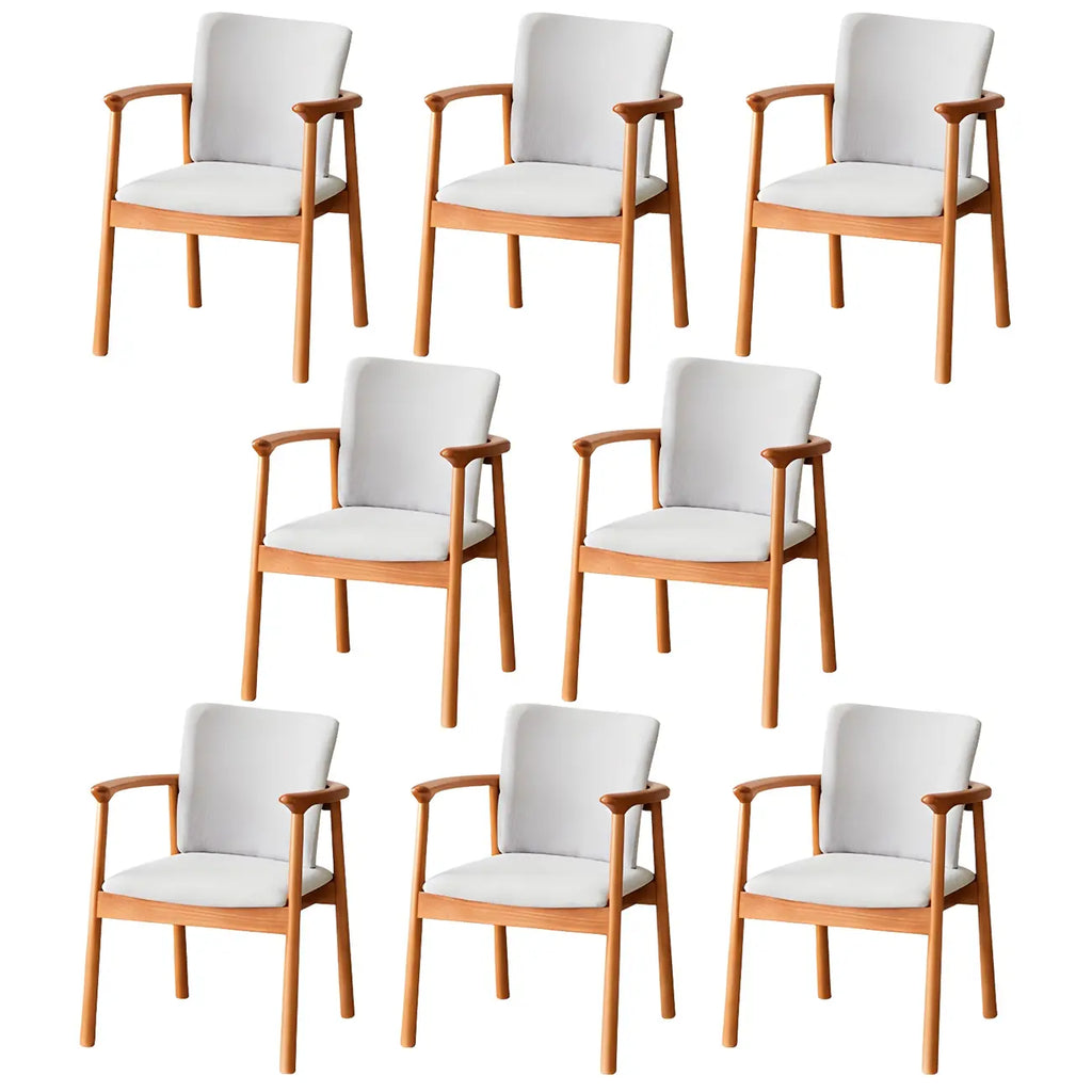 Modern Upholstered Rubberwood Arm Dining Chair Set of 2