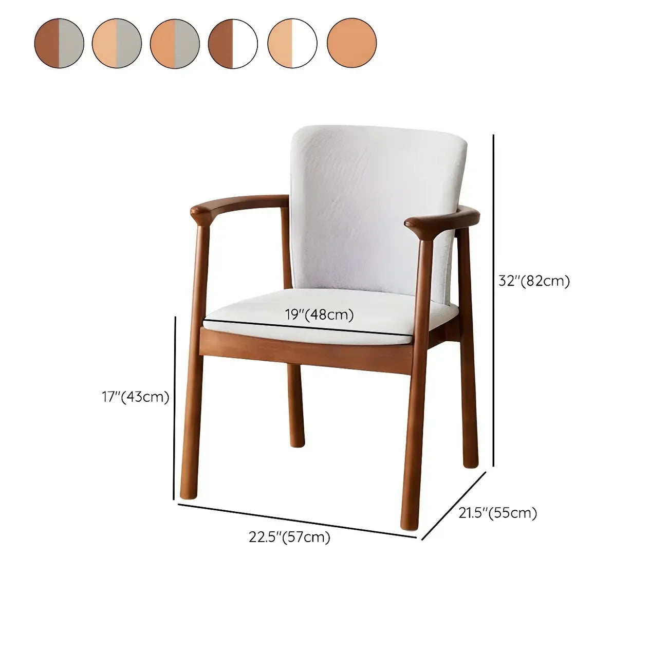 Modern Upholstered Rubberwood Arm Dining Chair Set of 2