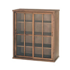 Adjustable Shelves Brown Wood China Cabinet with Glass Doors