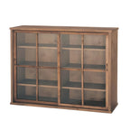 Adjustable Shelves Brown Wood China Cabinet with Glass Doors