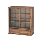 Adjustable Shelves Brown Wood China Cabinet with Glass Doors