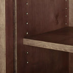 Adjustable Shelves Brown Wood China Cabinet with Glass Doors