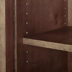 Adjustable Shelves Brown Wood China Cabinet with Glass Doors