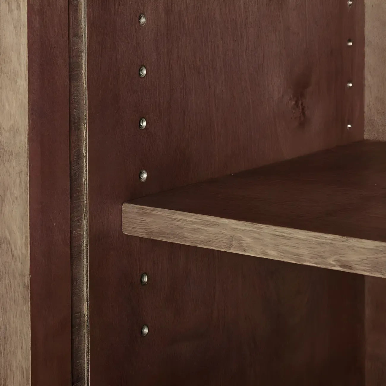 Adjustable Shelves Brown Wood China Cabinet with Glass Doors