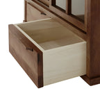 Adjustable Shelves Brown Wood China Cabinet with Glass Doors