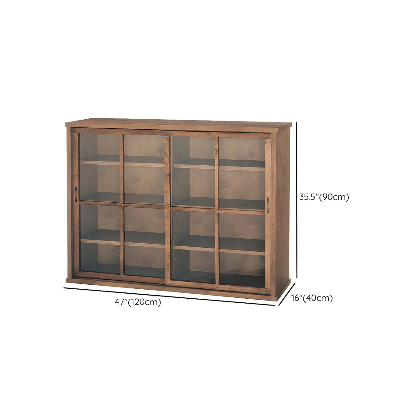 Adjustable Shelves Brown Wood China Cabinet with Glass Doors