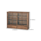 Adjustable Shelves Brown Wood China Cabinet with Glass Doors