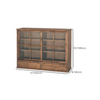 Adjustable Shelves Brown Wood China Cabinet with Glass Doors