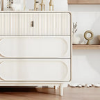 Classic White Wooden Chest with Metal Handles & Drawers