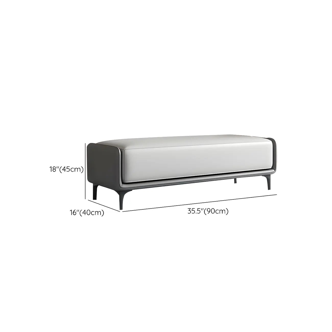 15 Wide Upholstered Rectangle Leather Bedroom Bench with Storage