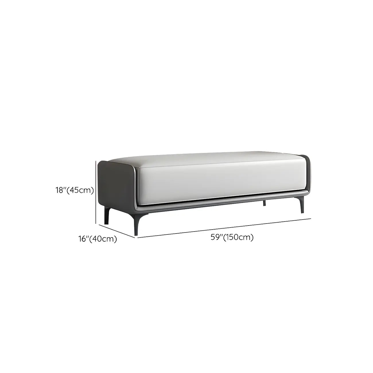 15 Wide Upholstered Rectangle Leather Bedroom Bench with Storage