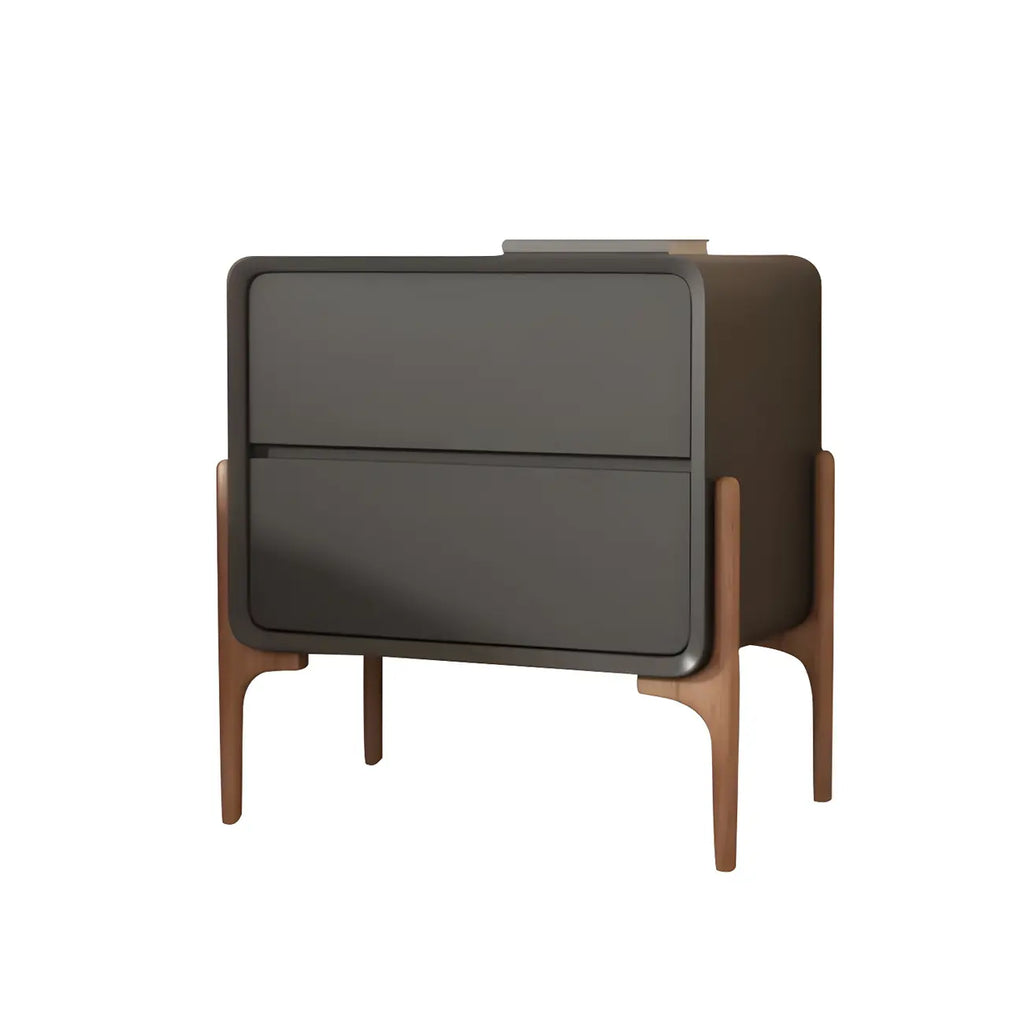Morandi Cubic Leather Wood Small Bedside Table