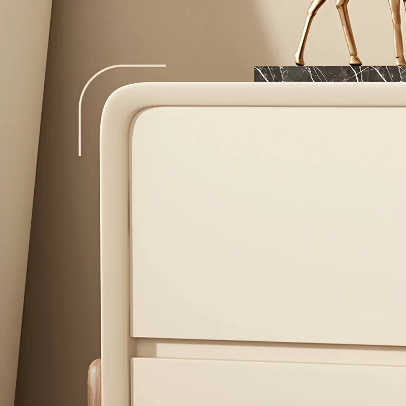 Morandi Cubic Leather Wood Small Bedside Table