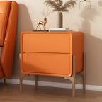Morandi Cubic Leather Wood Small Bedside Table