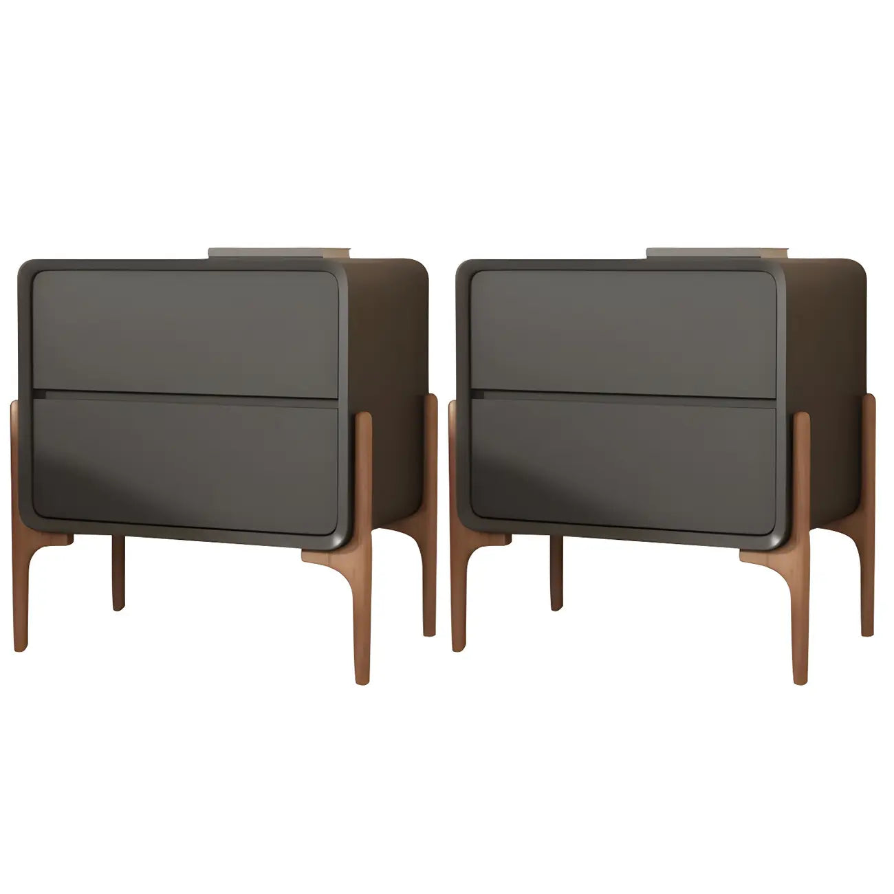 Morandi Cubic Leather Wood Small Bedside Table