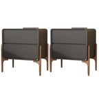 Morandi Cubic Leather Wood Small Bedside Table