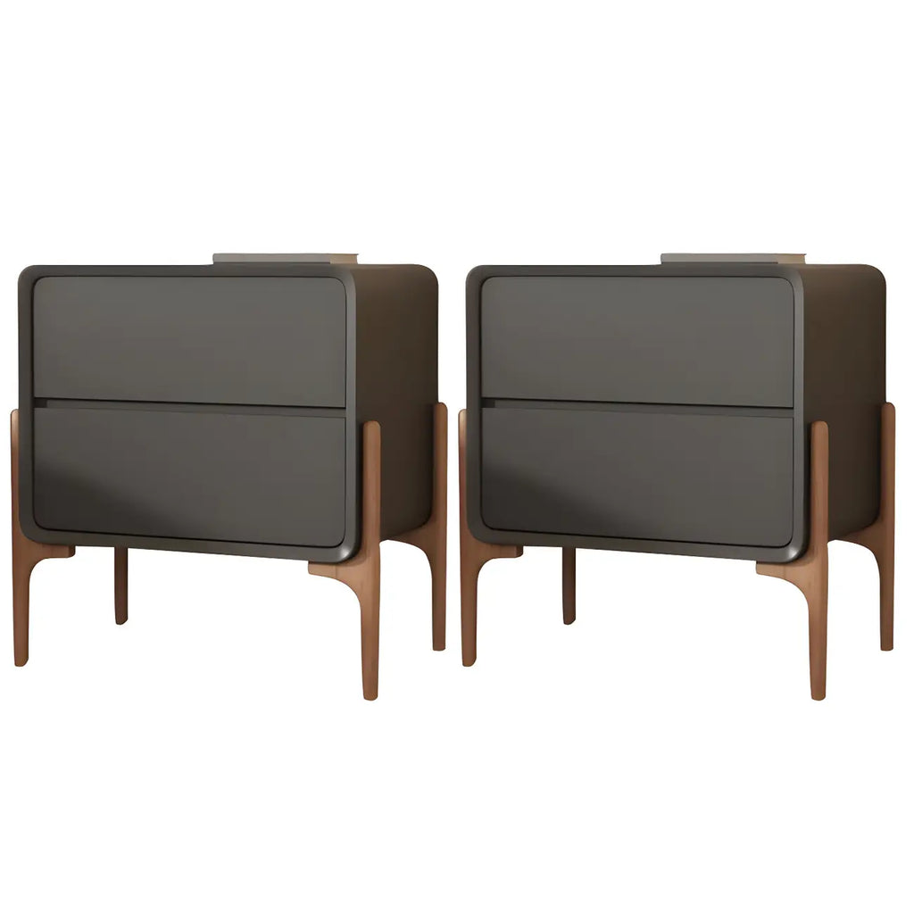 Morandi Cubic Leather Wood Small Bedside Table