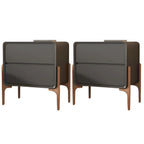 Morandi Cubic Leather Wood Small Bedside Table