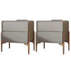 Morandi Cubic Leather Wood Small Bedside Table