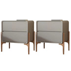 Morandi Cubic Leather Wood Small Bedside Table